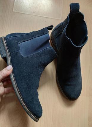 Замшевые челси темно синие, ботинки деми Moccamocca 392 фото
