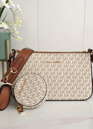 Женская сумка michael kors бежевая 2 двумя кошельками