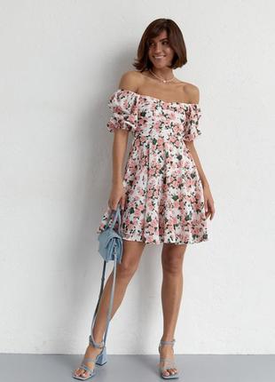Літня сукня міні з драпіруванням спереду