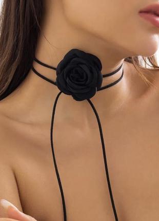 Чокер аксесуар  квітка троянда 🖤 кольє намисто буси на шию на руку стильний модний новий