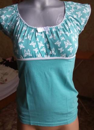 Котонові футболочка ,бірюза 12р.