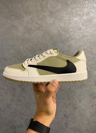 Мужские кроссовки travis scott x air jordan 1 low golf топ качества9 фото