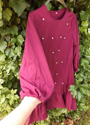 Новое мини платье с бусинами