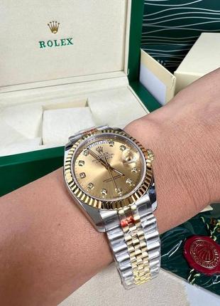 Часы наручные женские золотистый циферблат брендовые люкс в стиле rolex3 фото