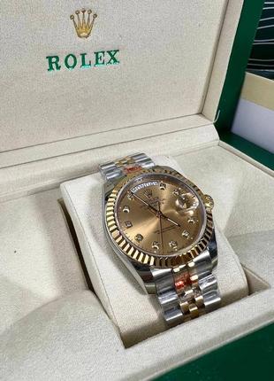 Часы наручные женские золотистый циферблат брендовые люкс в стиле rolex4 фото