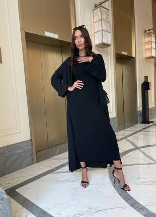 Костюм двійка з віскоза, довга сукня без рукавів та накидка