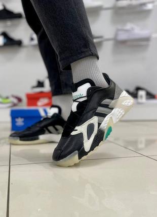 Кроссовки adidas toddler streetball адидас стритбол black черно белые зеленые кожаные4 фото