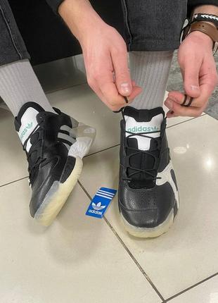 Кроссовки adidas toddler streetball адидас стритбол black черно белые зеленые кожаные3 фото