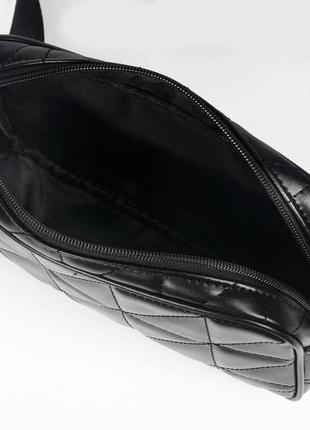 Жіноча сумка  стьобана чорна з гаманцем6 фото