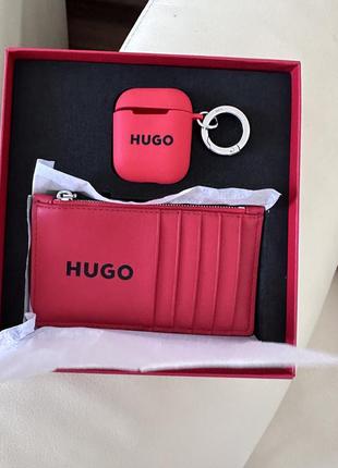 Подарунок , оригінал hugo boss чехол airpods та гаманець визитівка