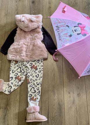 Зонт трость для девочки 3-6 лет minnie mouse тм  disney (оригинал)3 фото