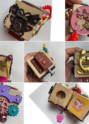 Бизикубик древесный новый в дорогу ручная работа развивающая основа 5*5*5см