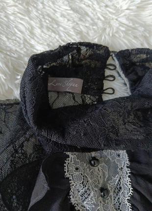 Кружевная черная блуза дизайнерская4 фото