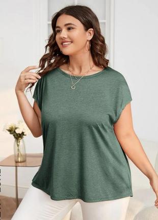 Майка футболка shein 4xl зелена сайз плюс1 фото