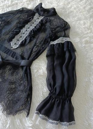 Кружевная черная блуза дизайнерская5 фото
