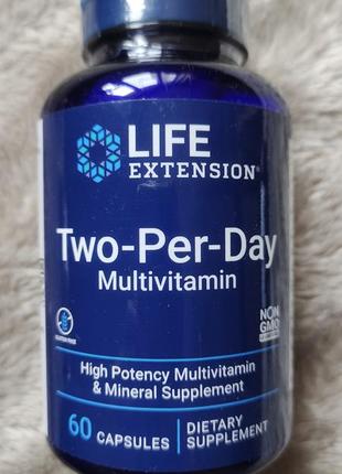 Мультивитамины two-per-day, life extension, 60 капсул