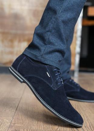 Чоловічі туфлі замшеві весняно-осінні сині yuves м5 (trade mark), розмір: 42, 44, 452 фото
