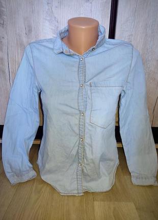 Женская джинсовая рубашка,zara, 40-42, xs - s