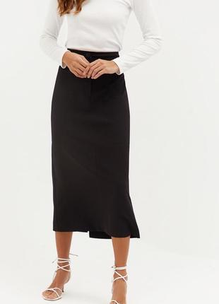 Стильная классическая юбка миди макси длинная ниже колен черная известного украинского бренда vovk1 фото
