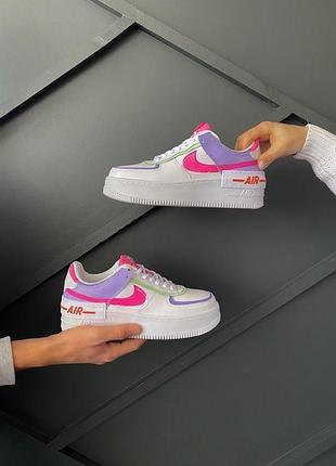 Женские кроссовки nike air force 1 "shadow" double swoosh sail pink purple2 фото