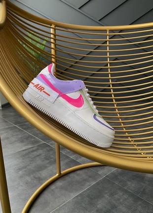 Женские кроссовки nike air force 1 "shadow" double swoosh sail pink purple3 фото