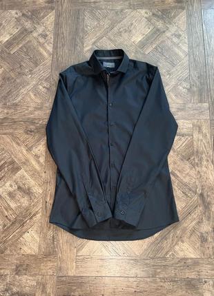 Черная рубашка m&s limited edition slim fit1 фото