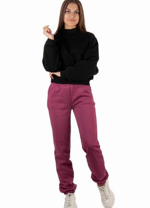 Женские теплые зимние спортивные штаны на флисе, утепленные флисом спортивные брючины3 фото