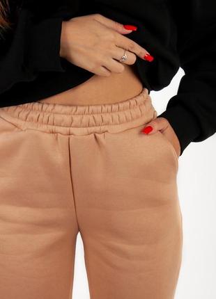 Женские теплые зимние спортивные штаны на флисе, утепленные флисом спортивные брючины8 фото