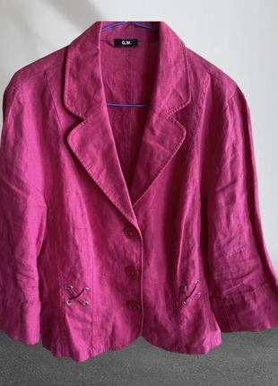 Льняной фирменный жакет пиджак фуксия малиновый 100% лен3 фото