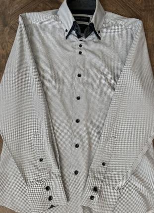 Рубашка белая с черными кружочками river island, размер m2 фото
