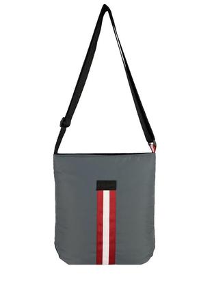 Модна жіноча сумка через плече. сумка кросбоді в спортивному стилі. сіра сумка з плащівки3 фото