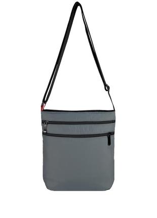 Модна жіноча сумка через плече. сумка кросбоді в спортивному стилі. сіра сумка з плащівки5 фото