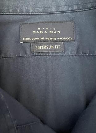 Синяя рубашка zara superslim3 фото