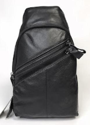 Сумка-слінг zznick чоловіча шкіряна на одне плече нагрудна сумочка з натуральної шкіри 92032 фото