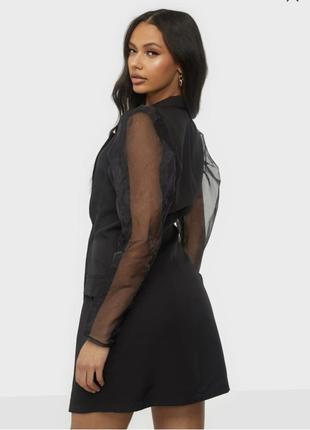 💙💛 черное красивое платье пиджак с прозрачными рукавами missguided2 фото