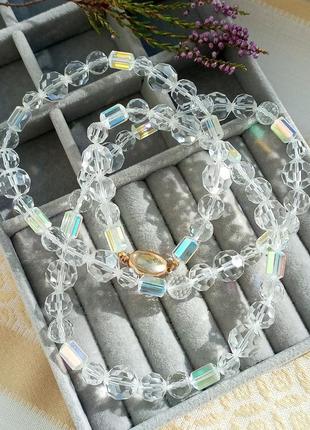 Swarovski s.a.l. винтажное колье, ожерелье, хрусталь, aurora borealis, винтаж