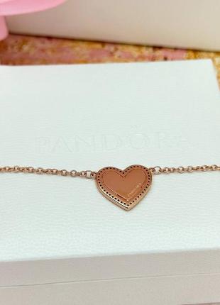 Pandora серебряное ожерелье «розовое сердце с завитком»4 фото
