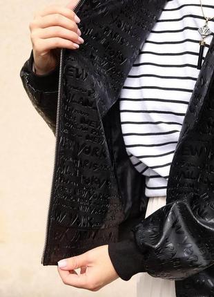 Куртка косуха женская t&t fashion кожаная черная3 фото