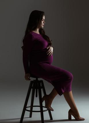 Тёплое длинное обтягивающие платье для беременных3 фото