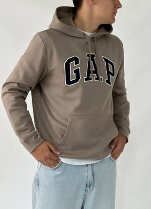 Оригинал! gap logo fleece hoodie «cool brown» \ флисовая худи с логотипом геп