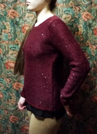 Свитер, джемпер бордовый с люрексом 2