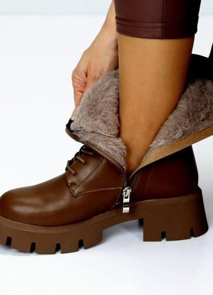 Зимние ботинки за шнуровкой, натуральный мех. замние ботинки на меху 36-40 маломерят10 фото