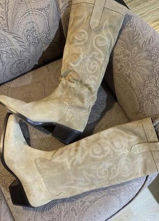 Нові шикарні високі замшеві чоботи козаки 39 р zara