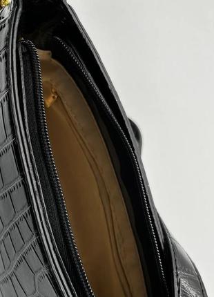 Женская сумка, багет в стиле рептилии черная3 фото