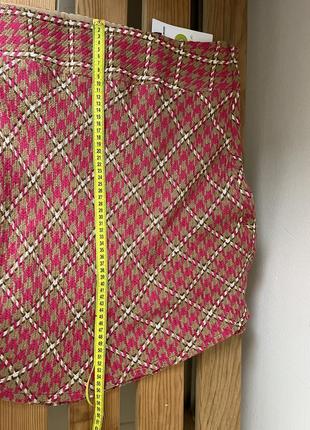 Твидовая осенняя юбка теплая юбка юбка трендовая юбка в ромбик5 фото
