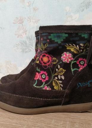 Ботинки desigual 40 деми полусапоги кожа цветы нюансы