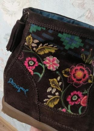 Черевики desigual 40 демі напівчоботи шкіра квіти нюанси5 фото