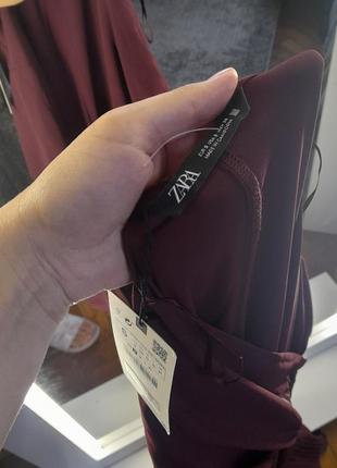 Новое платье zara, платье zara, длинное платье, платье плиссе, бордовое платье10 фото