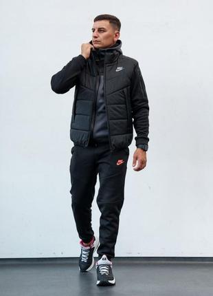Теплый спортивный костюм на флисе + жилетка nike gato