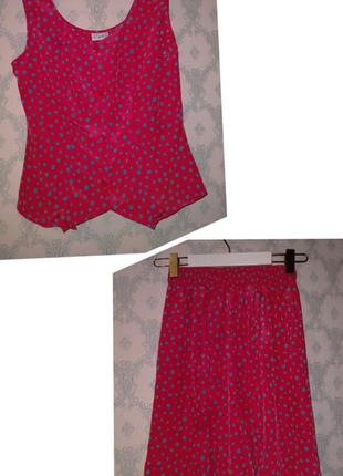 Женский красный костюм комплект блуза и шорты george